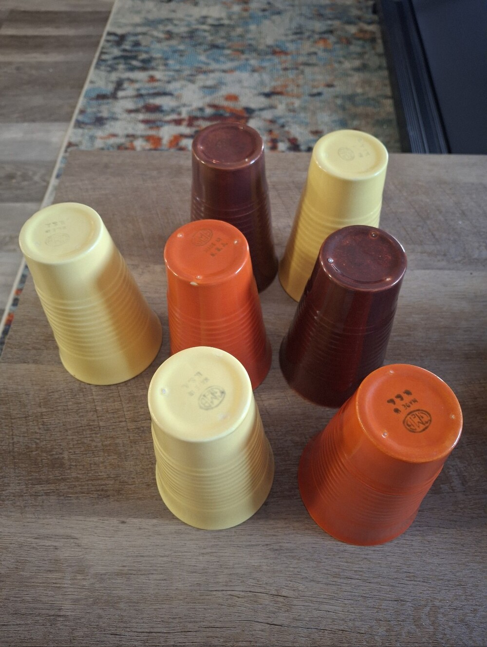 Franciscan Yellow, Orange and Brown Stacked Ceramic Cups